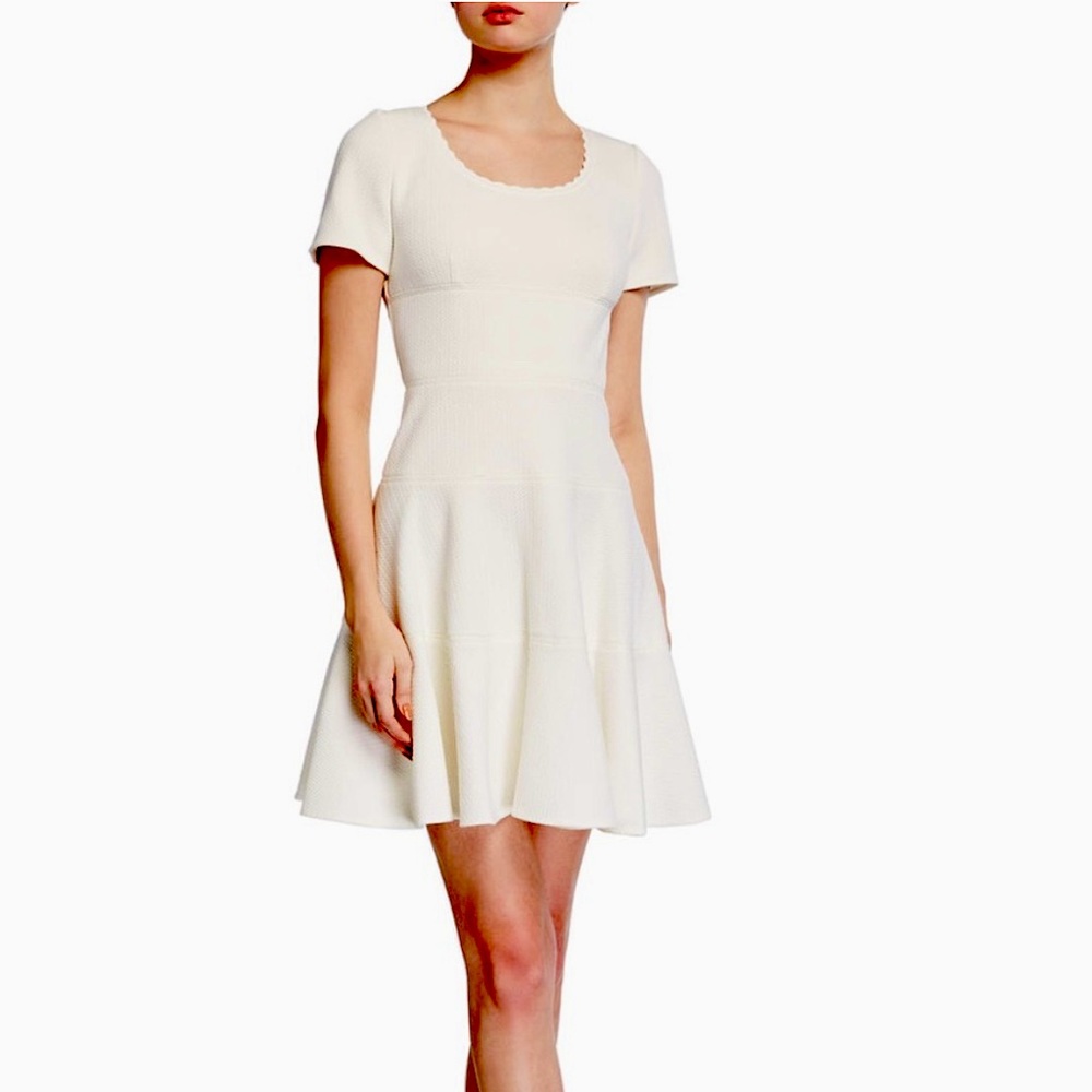 Rebecca Taylor Scoop Neck White Short Sleeve Dress